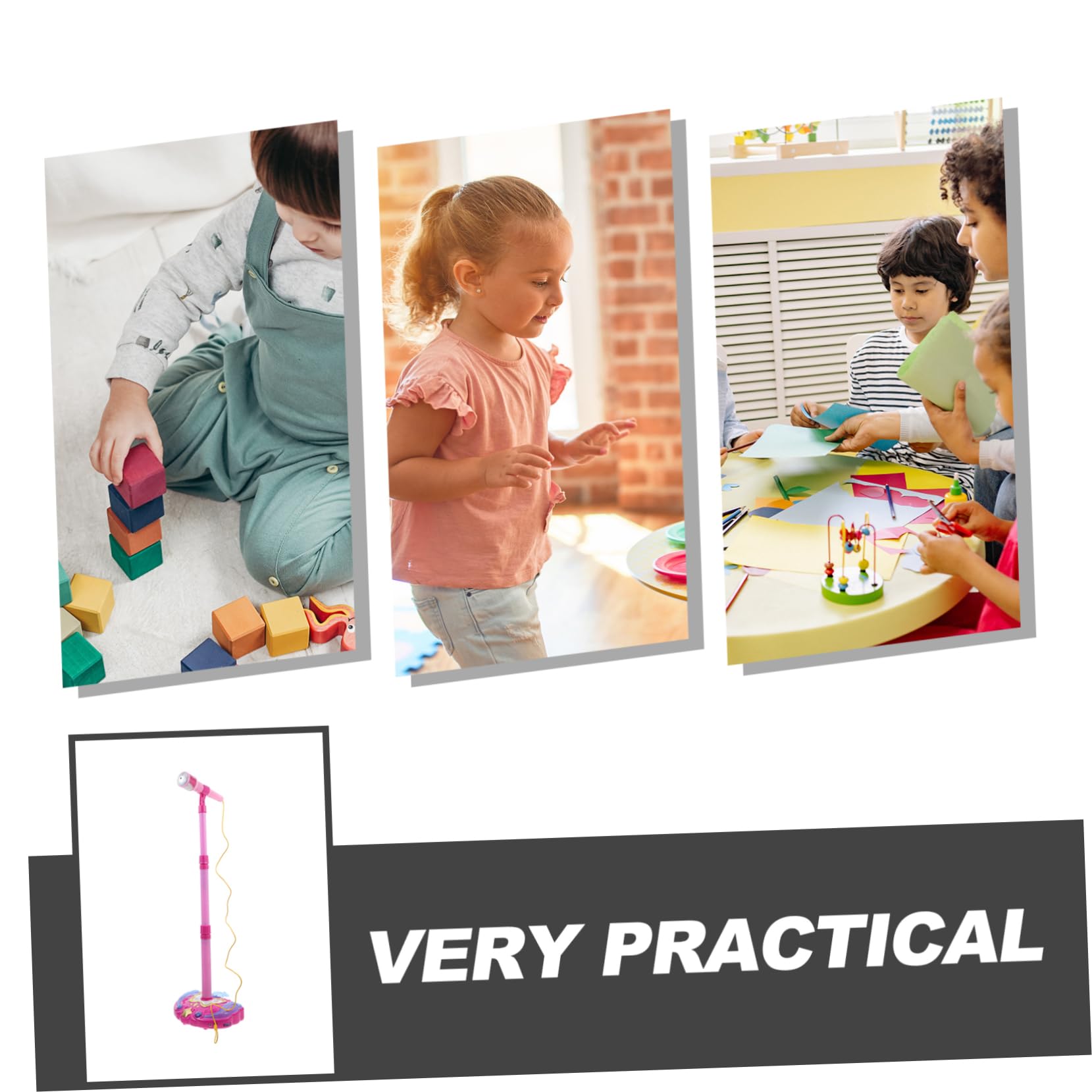 Didiseaon Microfono Giocattolo per Bambini Funzione Karaoke Portatile, Materiale Plastico Sicuro e Design Rosa Adatto a Ragazzi e Ragazze per Gioco Educativo
