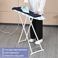 Vista 7 de Tabla de planchar de tamaño completo con soporte de plancha, tabla ligera de altura ajustable, gruesa con cubierta resistente al calor