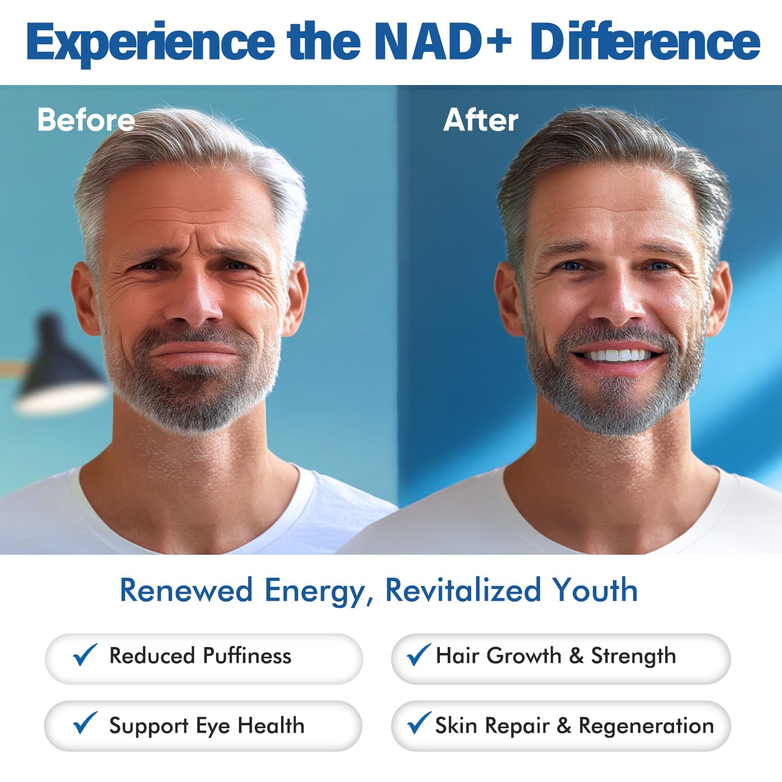 NAD+ 1500mg & Resveratrolo, Supporto Anti-Invecchiamento, per il Benessere Cellulare, Fornisce Supporto NAD, 120 Capsule