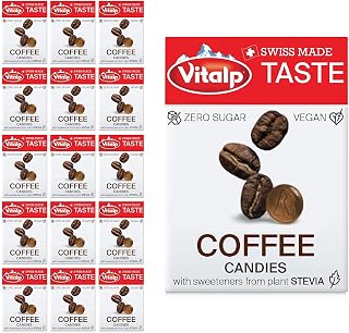 Vitalp Taste, Swiss Made, Sugar Free Candy with Stevia, Vegan, Coffee Flavor, 25g/0.88 Ounce Packs, 16 Boxes