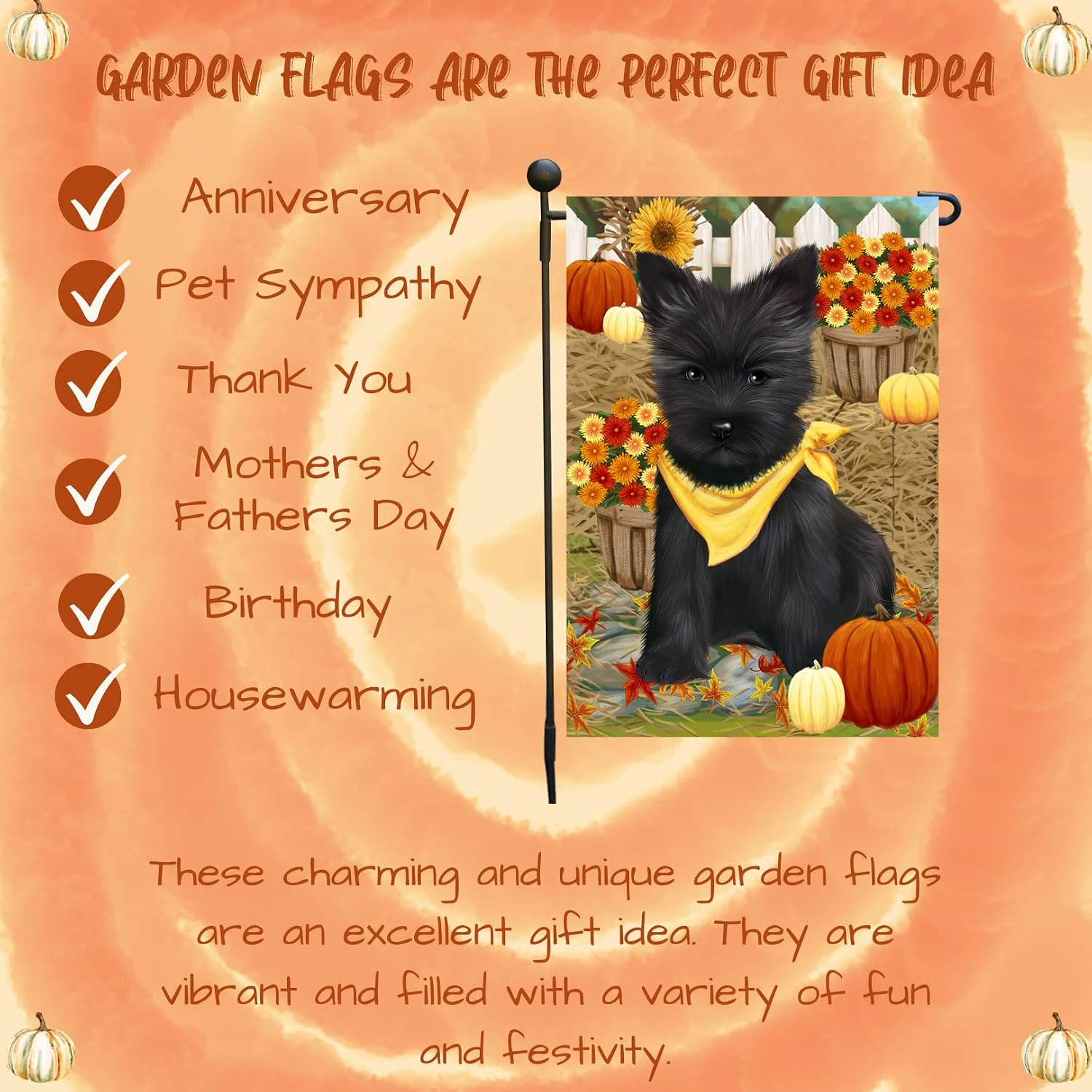 Doggie of the Day Fall Autumn Greeting Cairn Terrier Dog Garden Flags- Outdoor Double Sided Garden Yard Porch Lawn Spring Decorative Vertical Home Flags 12 1/2"w x 18"h - GFLAG55648