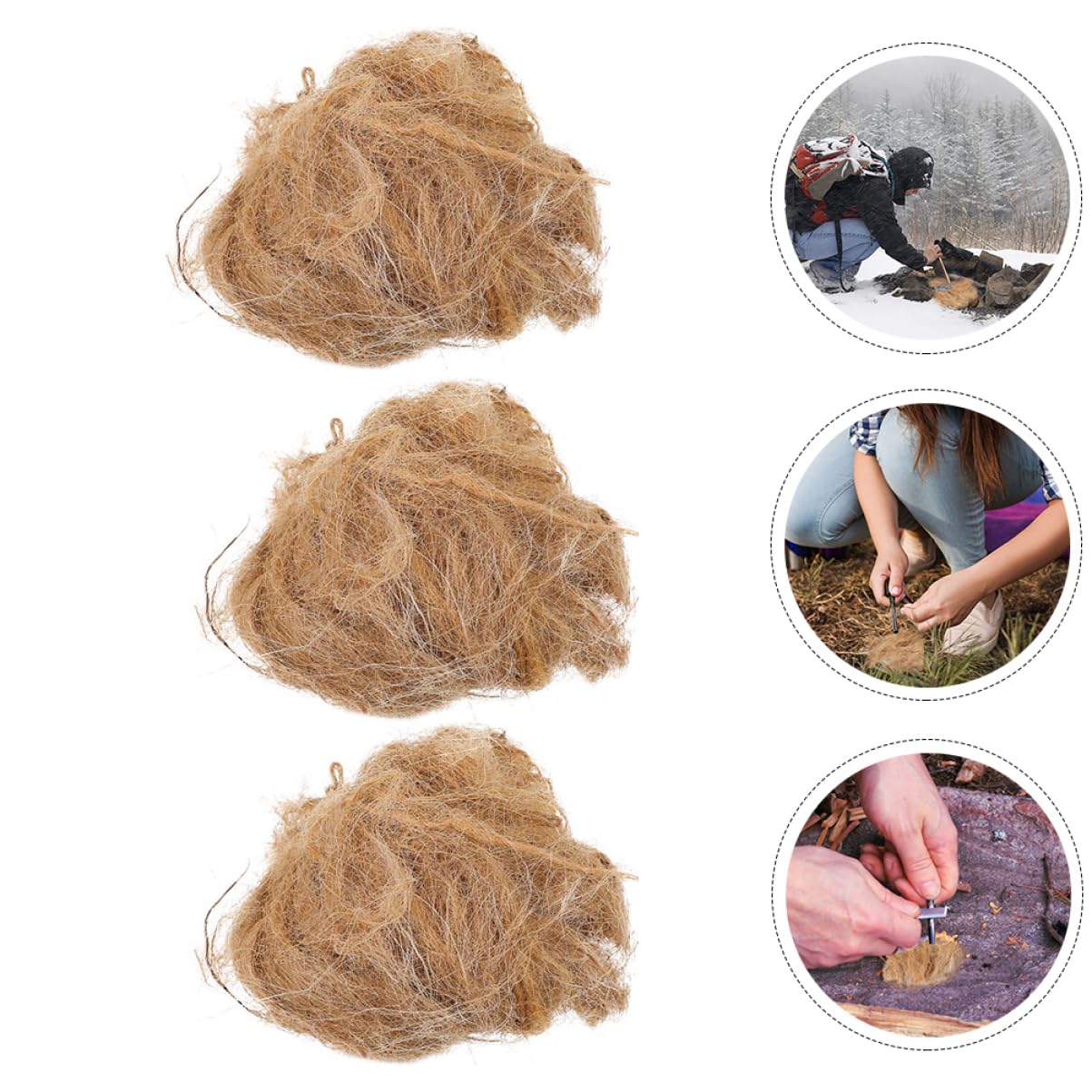 TOYANDONA 4 Ensembles Soie De Jute - Accessoire De Camping Accessoire Allume-Flamme Extérieur Allume-feu Pratique Approvisionnement Outil De Feu Light Brown 3 Pièces * 4