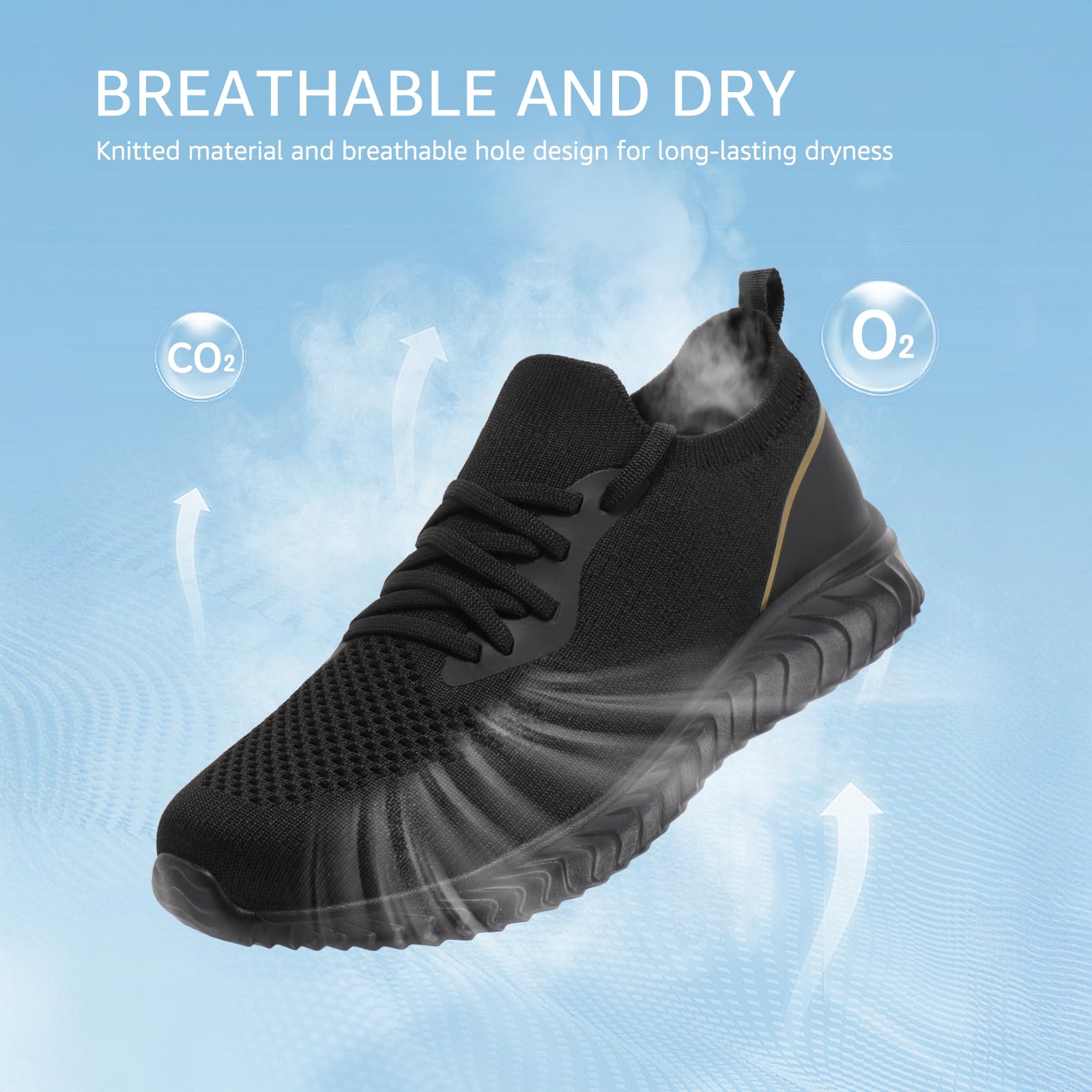 HKR Scarpe da ginnastica da donna, comode, da corsa, sport, casual, fitness, sneakers, Nero dorato, 39 EU