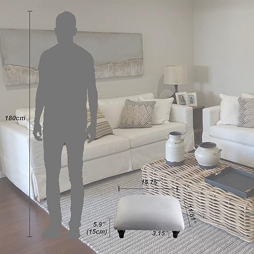 Miniatura 10 de YOYETECO Taburete pequeño otomano con patas de madera estables tapizado, reposapiés acolchado, reposapiés para camas altas, silla de asiento, sofá,