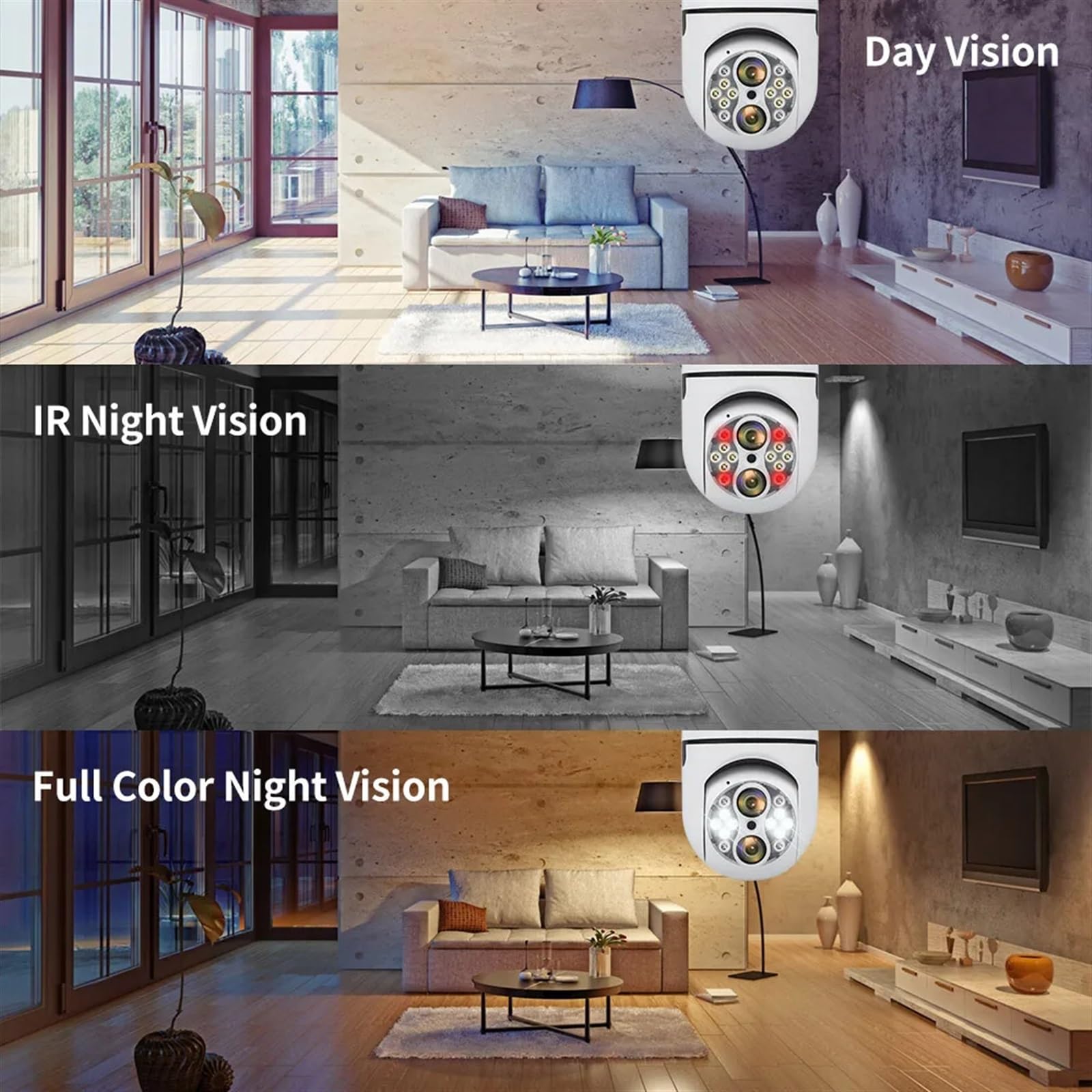 Camera Surveillance, Caméra PTZ à double objectif 2K 4MP, ampoule à double objectif, suivi automatique humain, caméra de sécurité sans fil, Interface E27, Zoom optique 10X ,Sécurité, Antivol(4MP NO SD