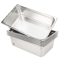 Vista 18 de Paquete de 6 bandejas de hotel, 1/6 tamaño 6" de profundidad, NSF, bandeja comercial de acero inoxidable, bandeja de mesa de vapor, bandejas