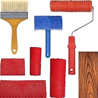 DUOYUZHIYU 7Pcs Wood Grain Tool Set: DIY Rubber Rollers & Tools for Realistic Wood Texture on Walls, Furniture & Home Decor