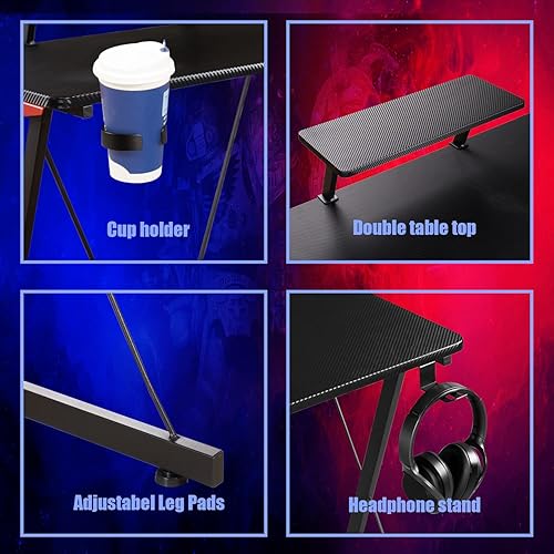 Miniatura 6 de LAZYLAND Escritorio para juegos en forma de L escritorio de oficina en casa de 50 pulgadas estación de trabajo de escritura de oficina con soporte