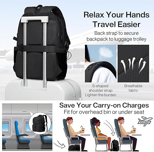 Miniatura 3 de Mixi Mochila de viaje para laptop, bolsa ligera para hombres y mujeres, bolsa de computadora de 15.6 pulgadas con bolsillos multifunción, 17