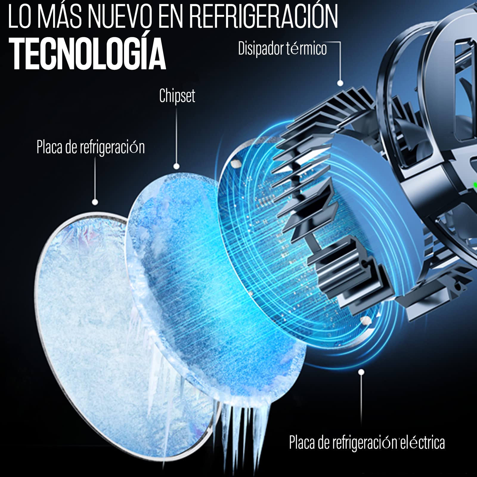 TRILINK Ventilador Movil, Enfriador de teléfono/tableta, Refrigerador para Movil Magnético para iPhone/Android Smartphone/iPad, Phone cooler - iPhone12 y 13 MagSafe - Radiador de teléfono para Gaming