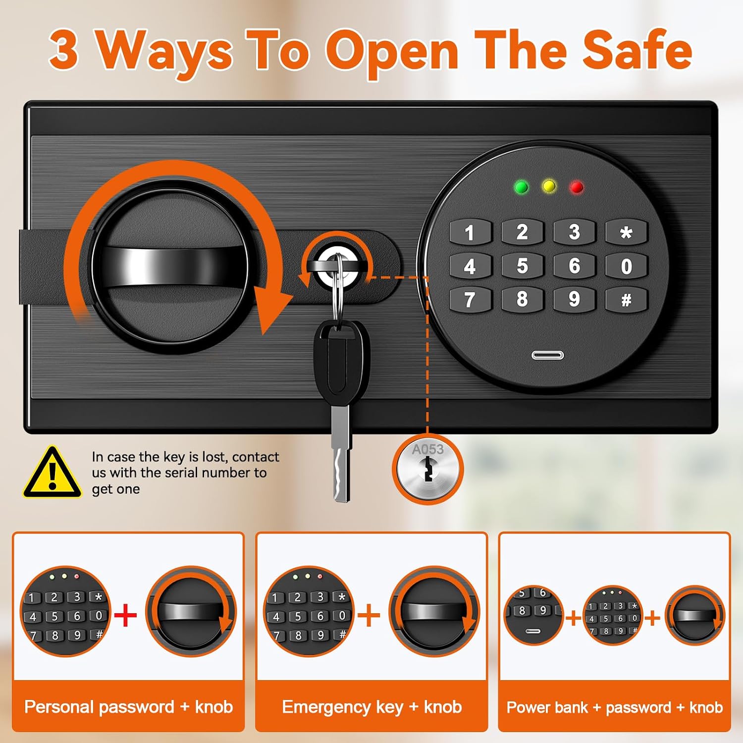 1.2 Cu Ft Small Safe Box for Home with Digital Keypad and Key Lock