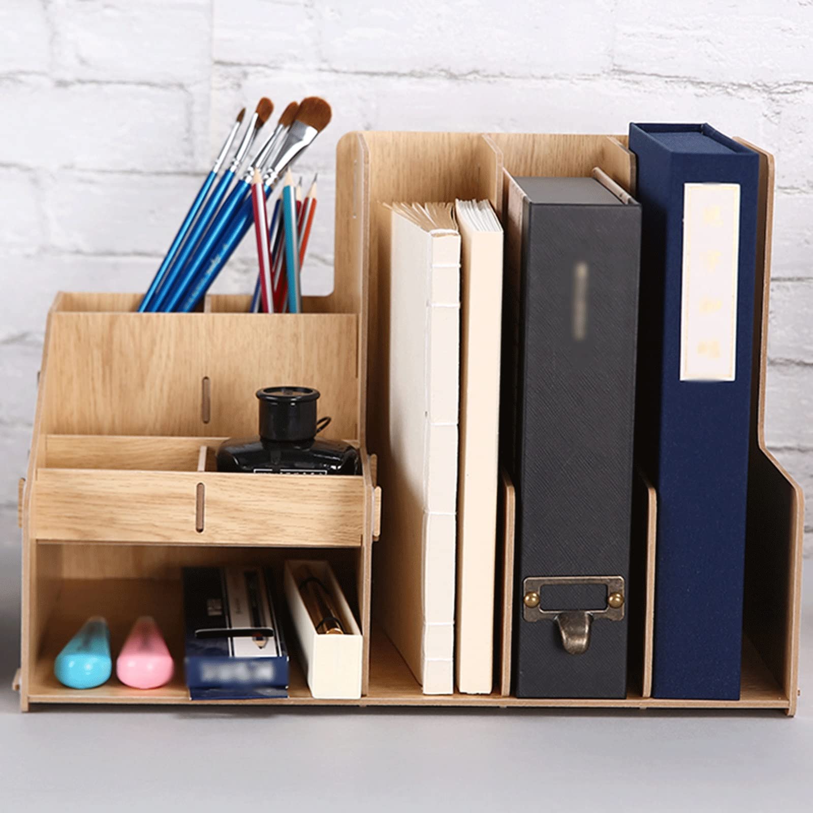 Portadocumenti da Scrivania Box Multifunzionale Box BOOD BIGHT-Capacity File Holder Desktop Stoccaggio del Desktop GRACK Organizer Desk Vaschetta Portacorrispondenza