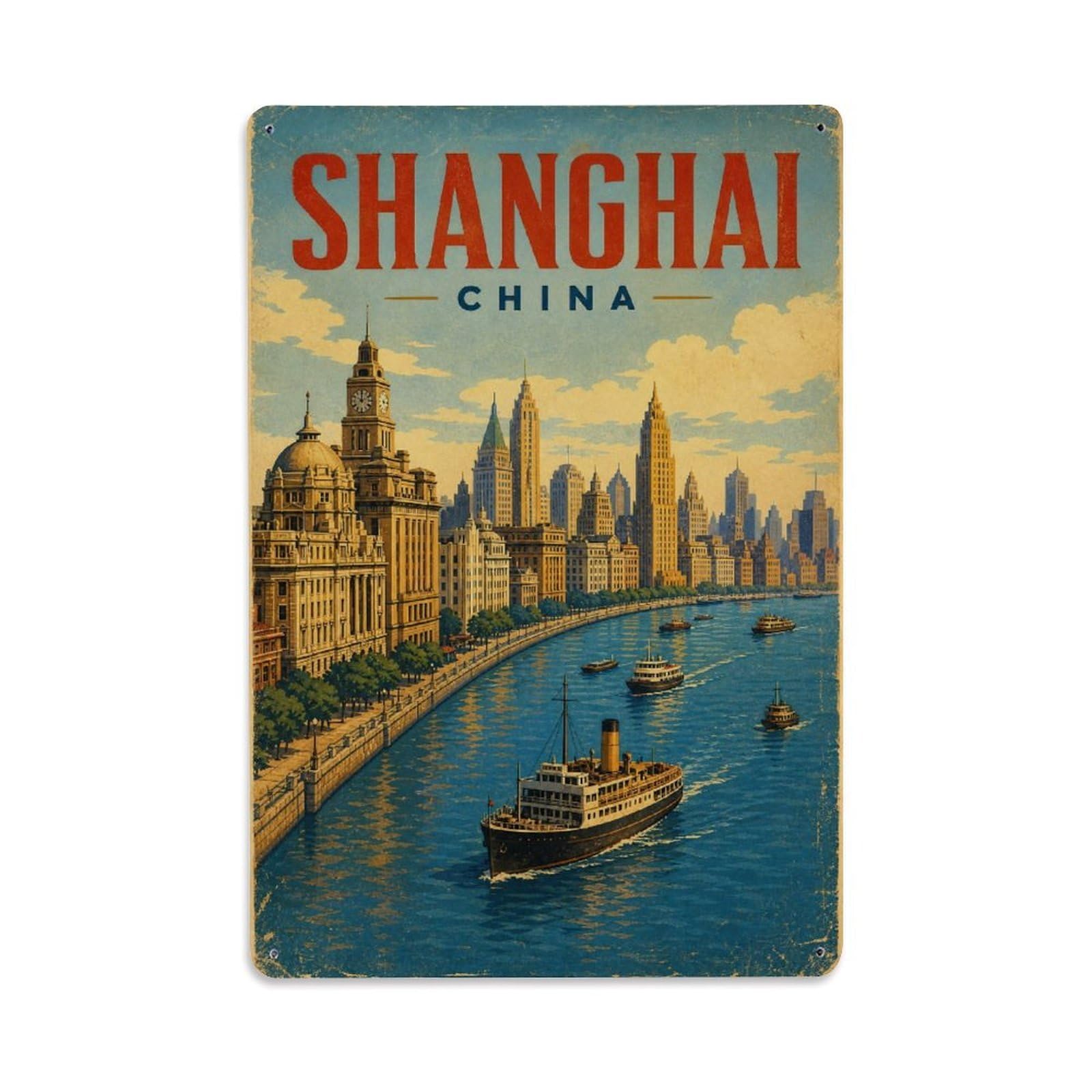 China Shanghai Heritage Travel Cultural Journey Metal Tin Sign