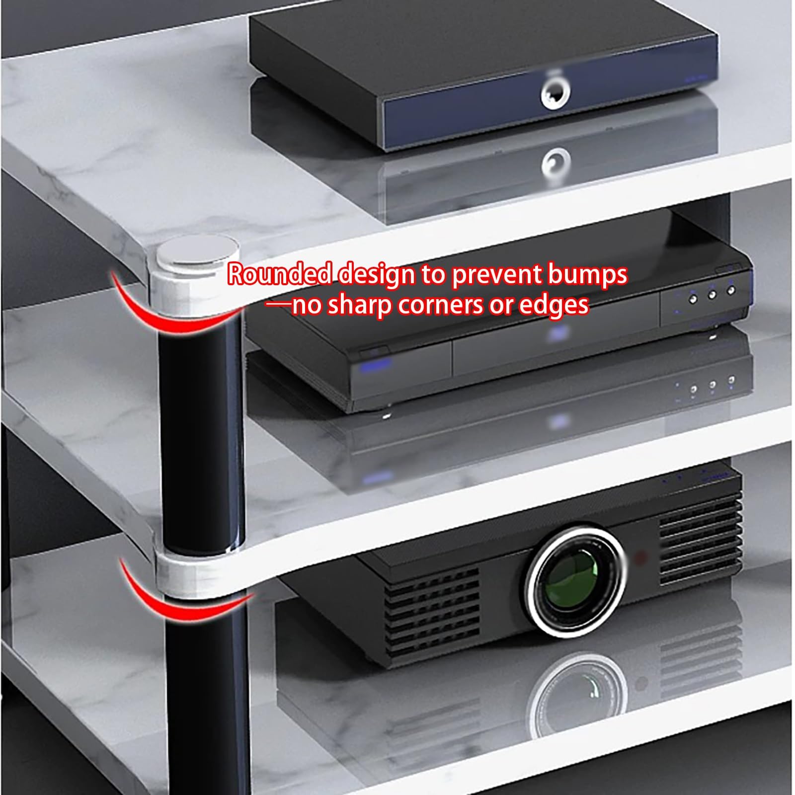 Mobile giradischi a 1/2/3/4 ripiani, telaio in acciaio al carbonio con struttura smorzante vibrazioni, scaffale aperto, perfetto per soggiorno, sala home theater(A,1 Tier)