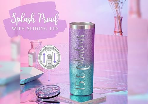 Miniatura 5 de Regalos de quinceañera, regalos para niñas de 15 años para cumpleaños, regalos de cumpleaños 15 para niñas, mujeres, ella, vaso aislado de acero