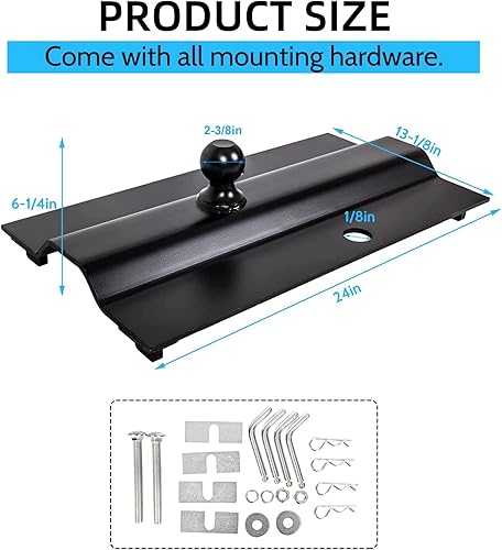 Miniatura 2 de Remolque de enganche de cuello de cisne de quinta rueda, multiajuste en la cama, desplazamiento fijo de 25,000 libras, bola de 2-5/16 pulgadas
