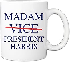 First Female Madam President Kamala Harris Ceramic Coffee Mug Woman Equal Rights Gifts for Democrats 11 oz