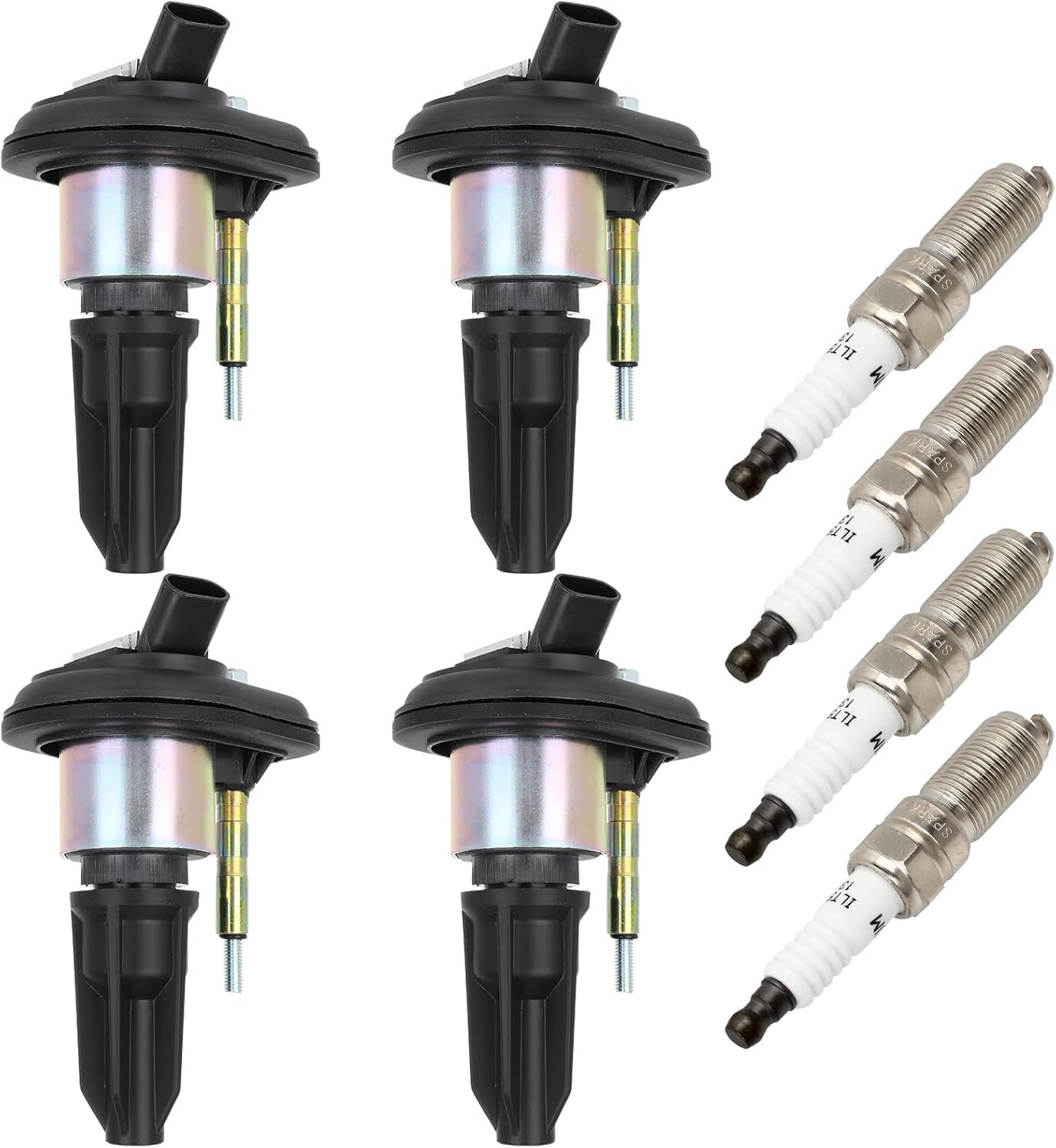 OCPTY Ignition Coils 2003-2008 for Isuzu Ascender 4.2L/L6,2004-2006 for Chevrolet Colorado 2.8L/L4,2004-2006 for GMC Canyon 2.8L/L4 3-Pins UF303 4 Ignition Coils with 4 Iridium Spark Plugs PCS
