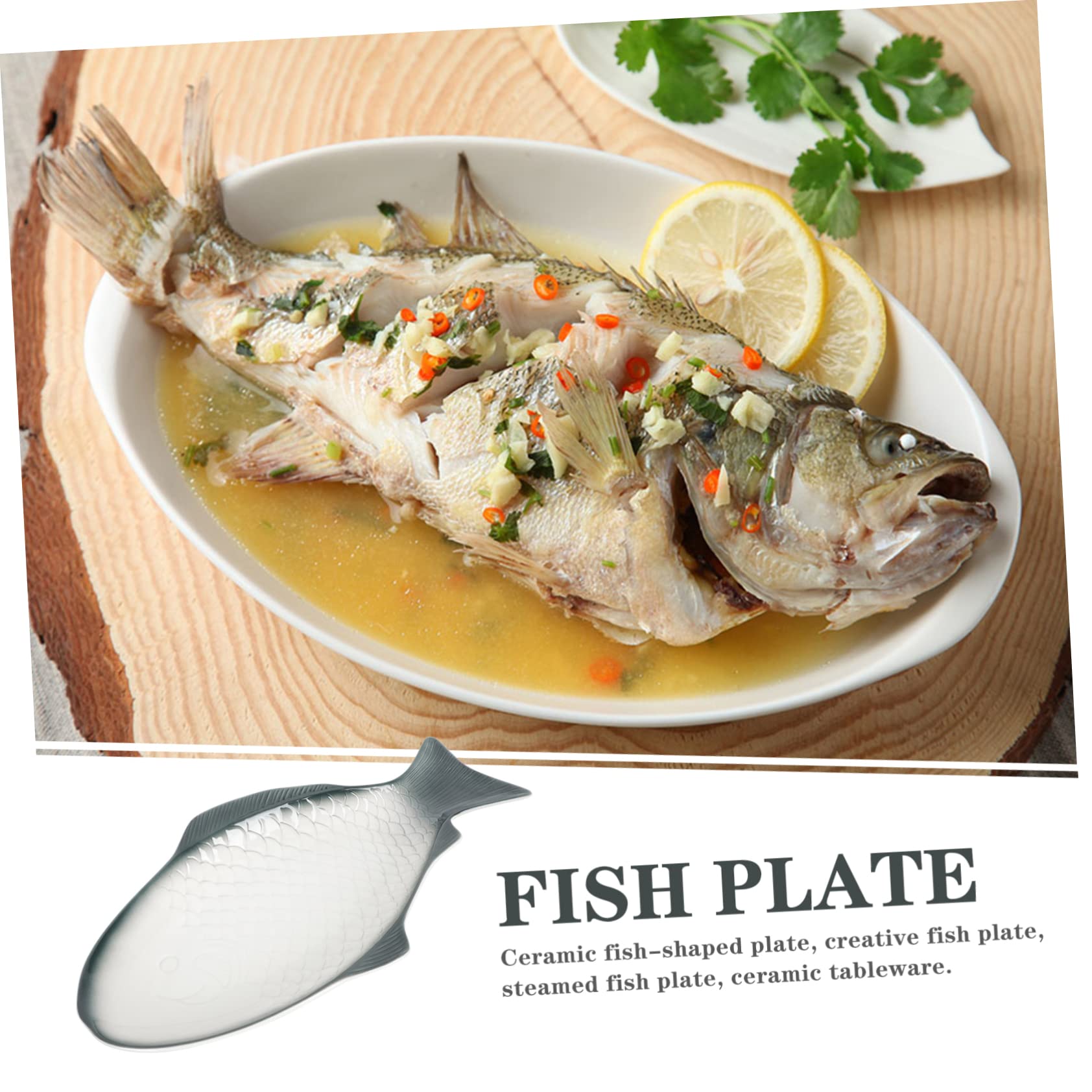 Ciieeo Piatto per Pesce al Vapore in Ceramica Piatto Forma di Pesce Decorativo per Servire Frutti di Mare e Antipasti