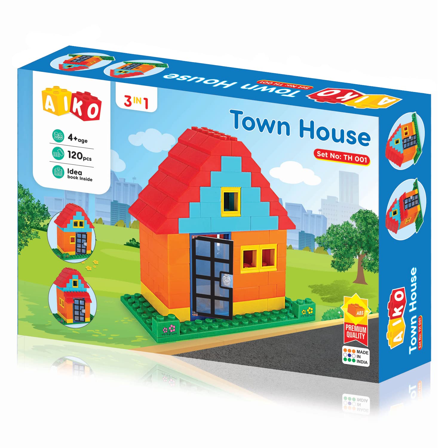 AIKO Town House Building Blocks for Kids (120 Pcs) - 3 in 1 DIY Building & Construction Toys | ABS Plastic | Educational & Learning Toys | Birthday Gifting Toys | 4+ Age of Years