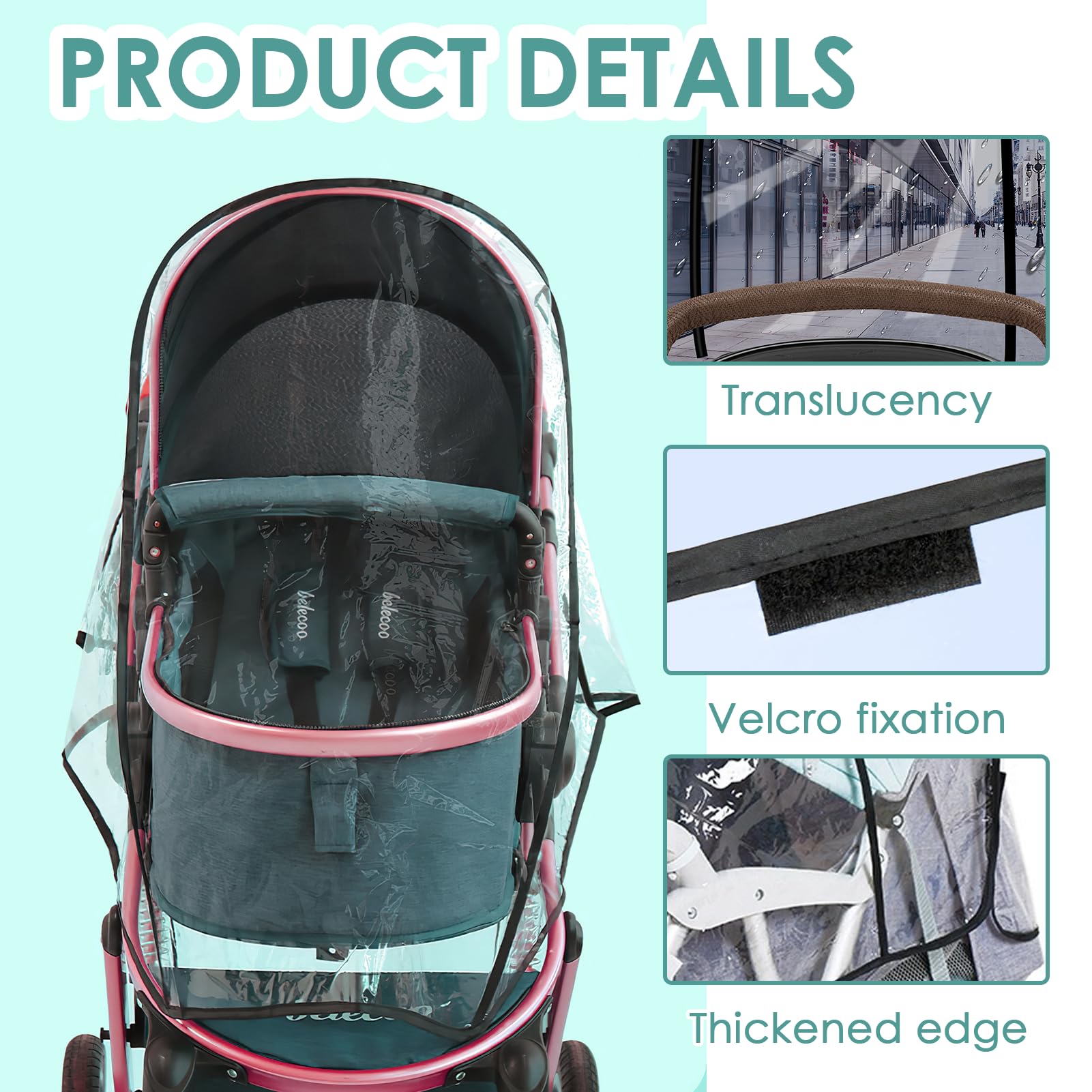 Housse De Pluie Universelle Pour Poussette - Transparente Imperméable Vent Poussière