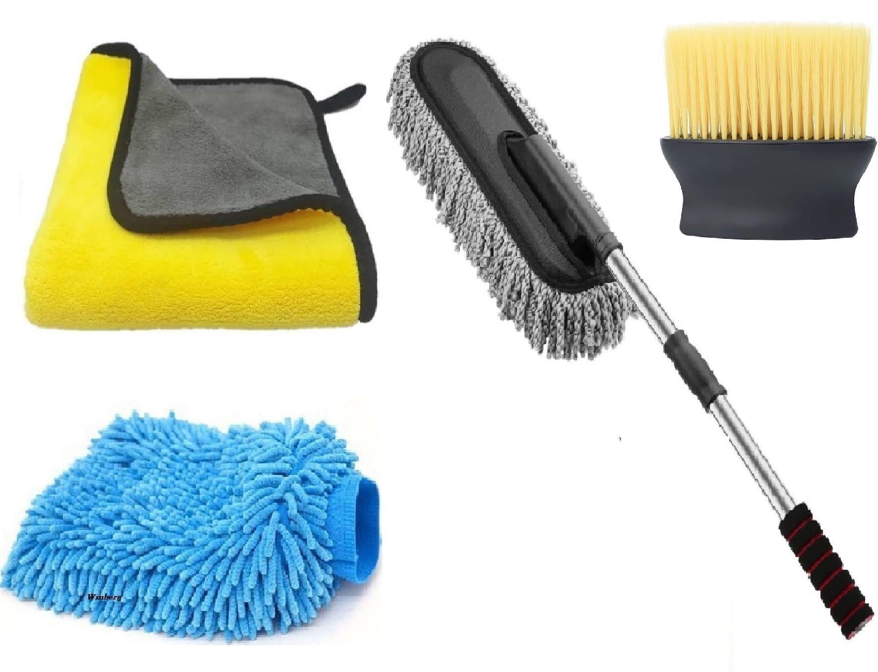 Winberg Car Cleaning Kit, 4-Piece Set with Microfibre Duster, Towel, Gloves, Detailing Brush car101-image-5