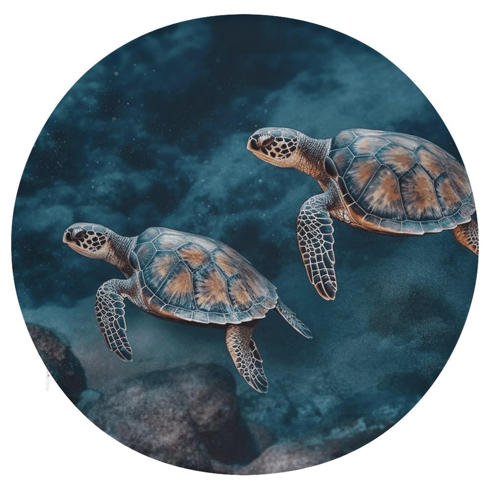 Cojín circular suave para silla con diseño de tortuga marina