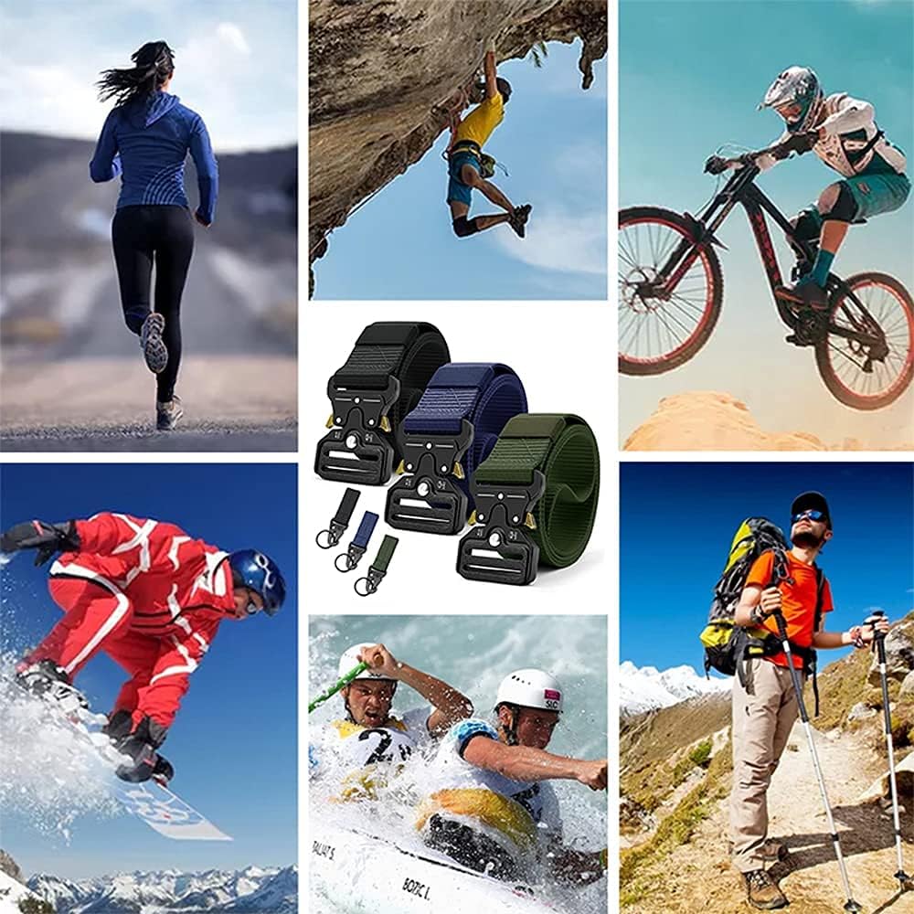 DOOPAI Tactical Belt,Military Style Belt, Riggers Belts for Men, 3 pack Heavy-Duty Quick-Release Metal Buckle with Extra Molle Key Ring Holder Gears