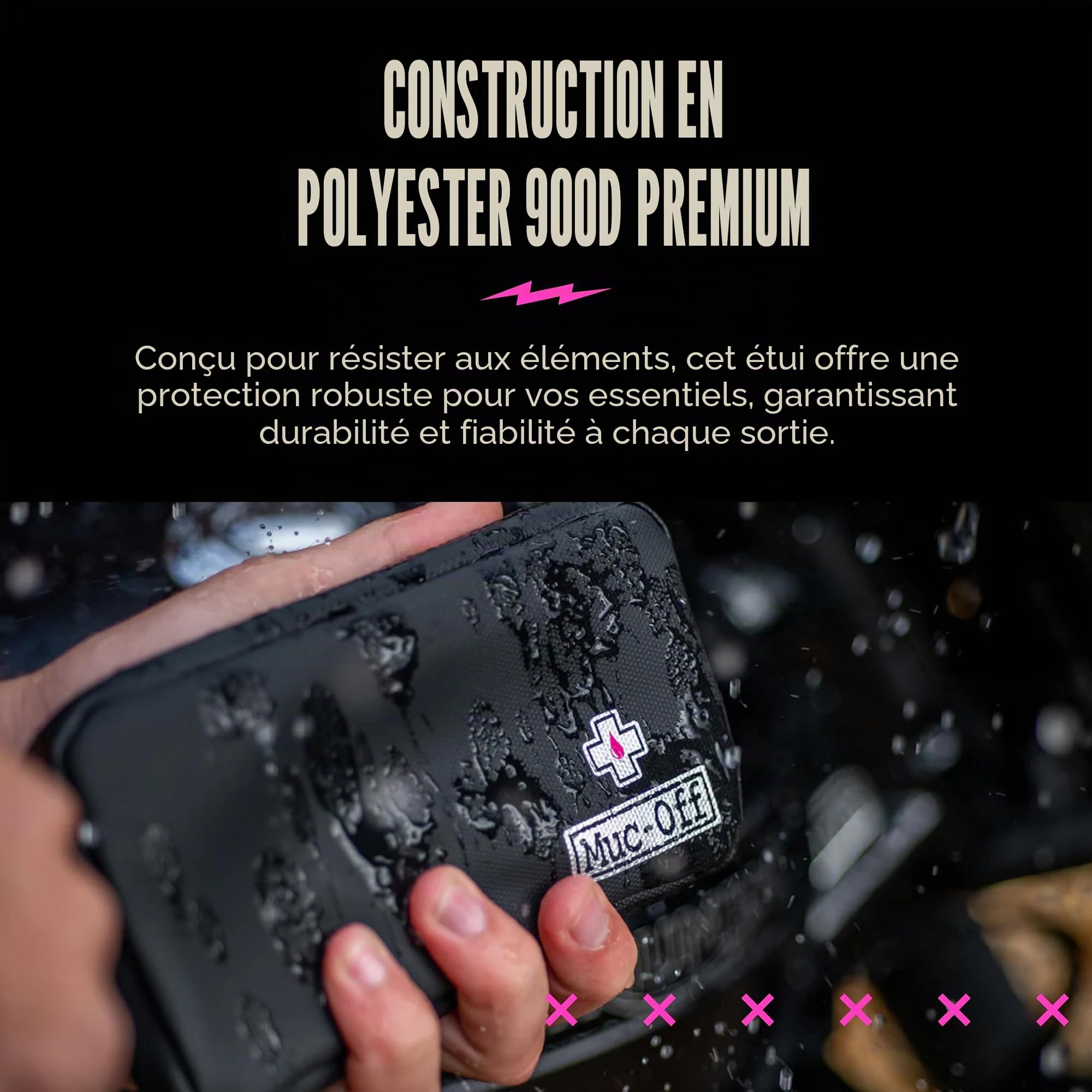 Muc-Off Pochette de Sport Imperméable - Sacoche de Sport Noire Polyester 900D Résistant - Sacoche de Rangement Étanche pour Vélo Idéale pour Chambres à Air, Démonte Pneus, Clés, Téléphone
