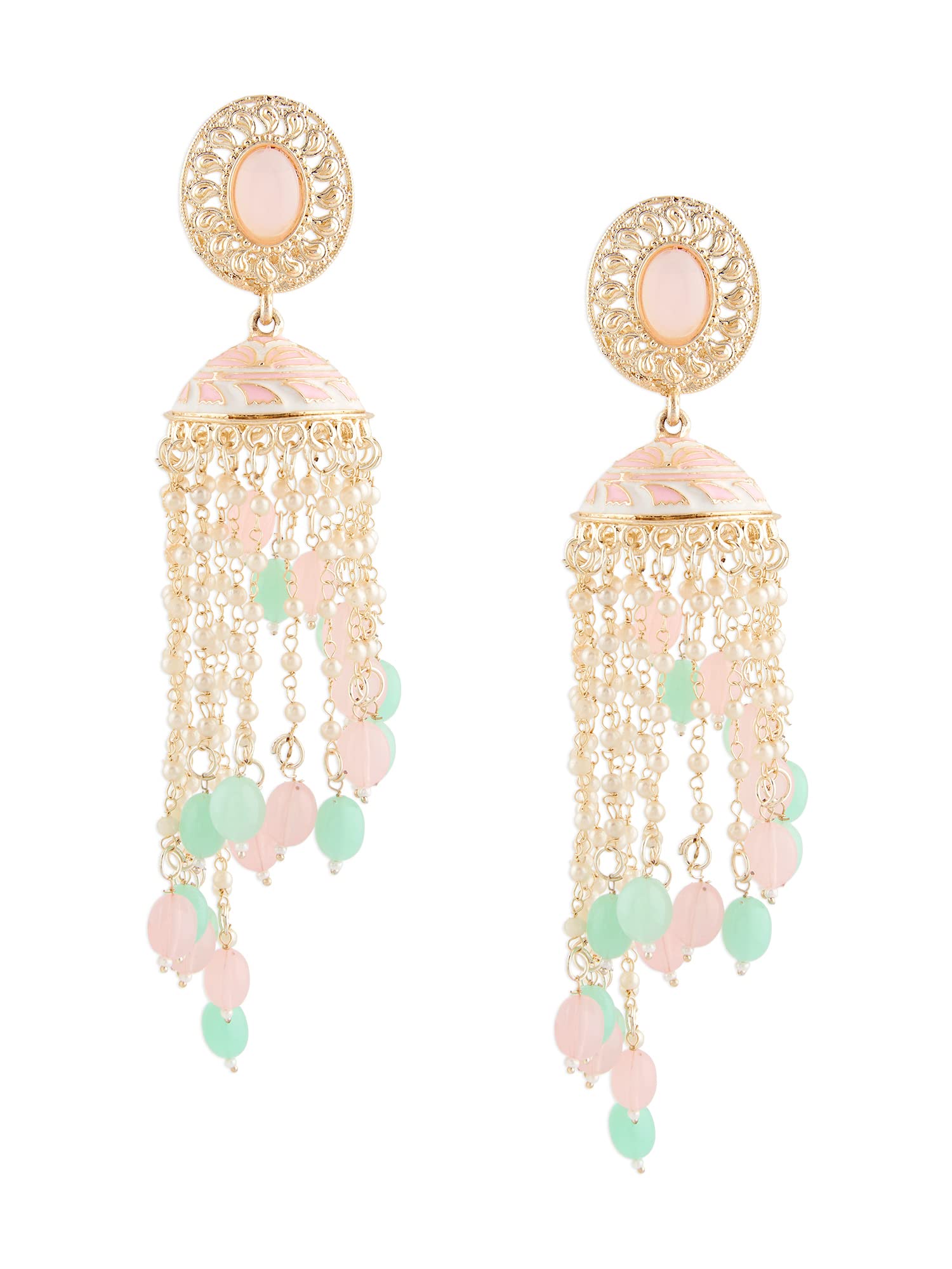 See full amazon price history chart for Zaveri Pearls Green Pink Beaded Chain Fringe Meenakari Drop Earring For Women-ZPFK15890 Zaveri Pearls Green Pink Beaded Chain Fringe Meenakari Drop Earring For Women-ZPFK15890 (B0C4HDL5DL) Amazon Price History, Amazon Price Tracker