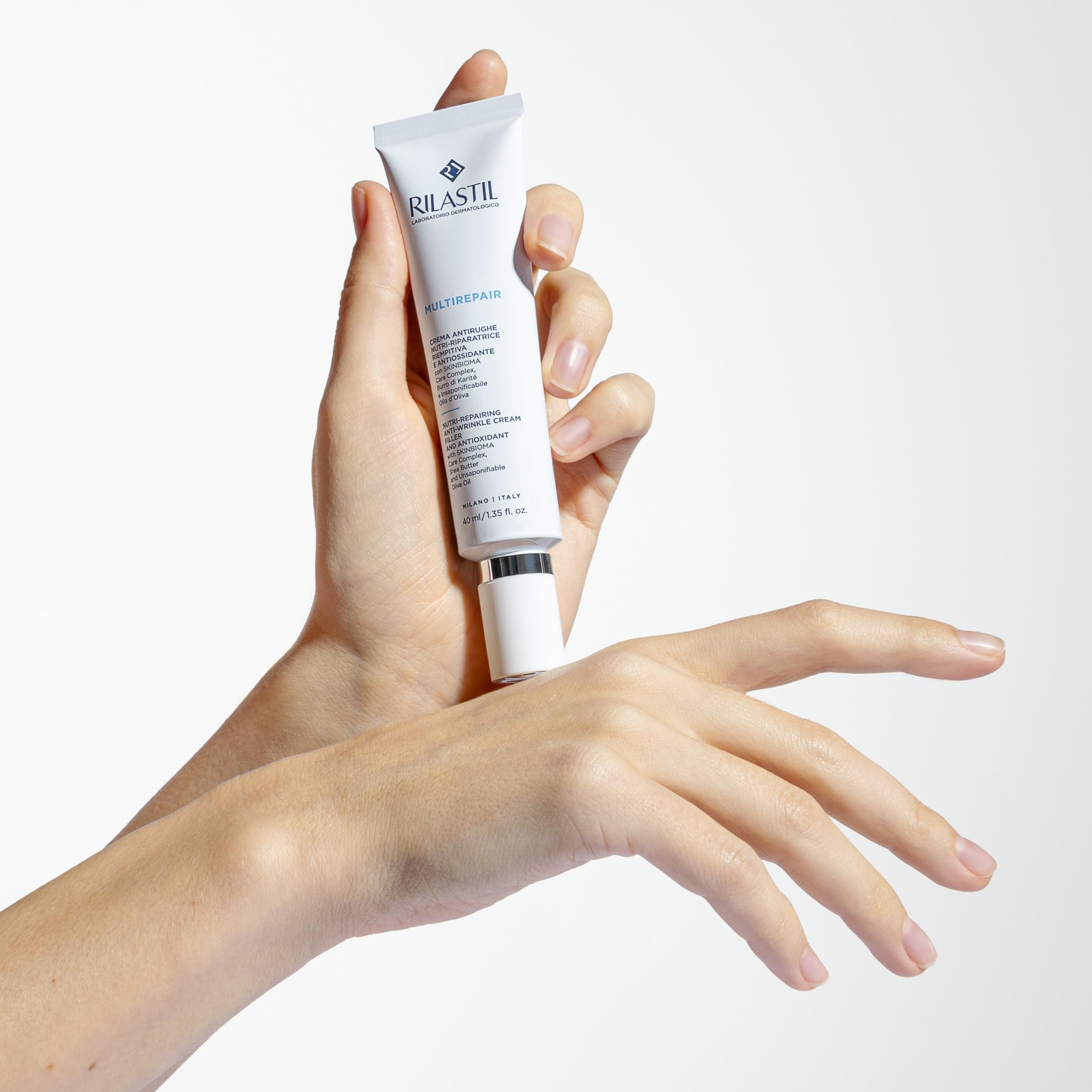 Rilastil Multirepair Crème Visage Anti-rides Nutrissante, Hydratant avec Beurre de Karité pour Poils Très Secs, Lot de 40 ml