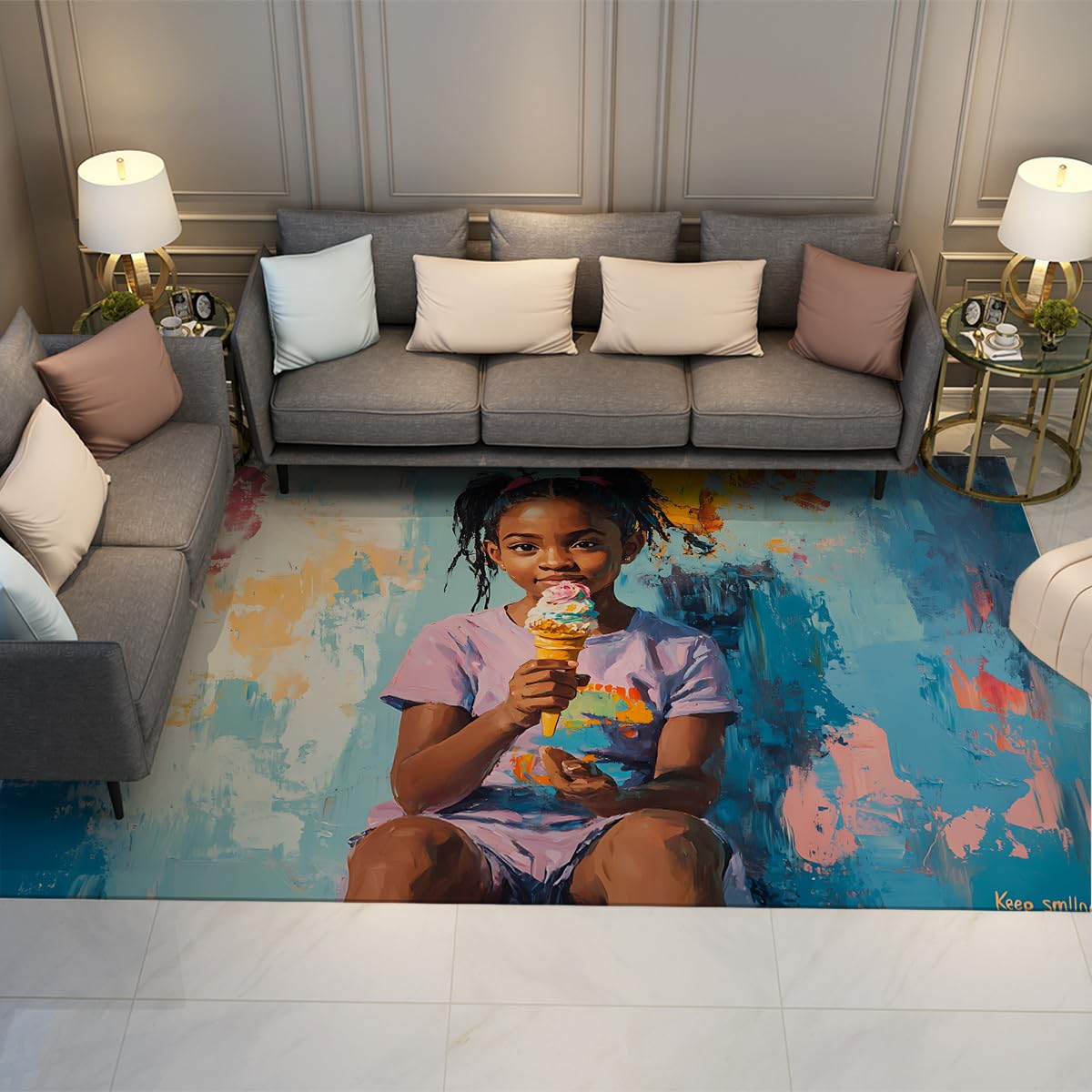 Tapis mignon de style graffiti 60x120 cm pour une chambre douce et joyeuse