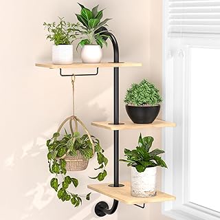 YUOROS Window Plant Shelves, 3-Tier Rotating Plant Shelf Stand, Indoor M...
