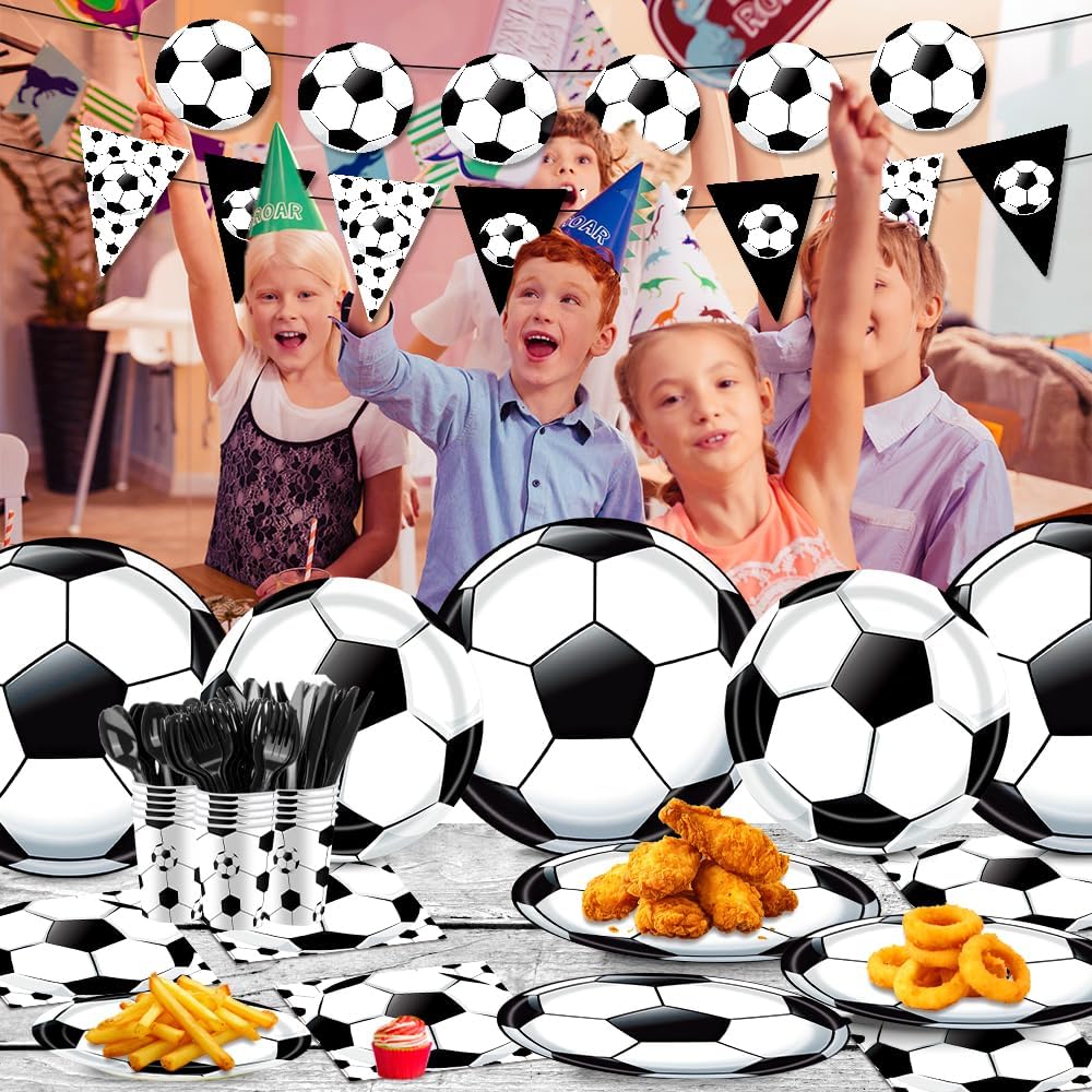 140 Pcs Soccer Party Decorations Soccer Birthday Party Decorations Soccer Theme Plates Cups and Napkins Serves 20 - Image 5