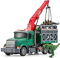 LerBao Dinosaur Transport Truck Toy with Crane, Lights & Sounds for Boys 3-8 - Ultimate Dino Capture Gift