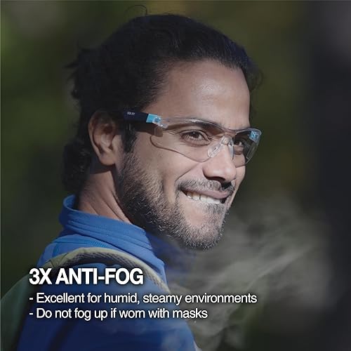 Miniatura 3 de DEX FIT Gafas de seguridad SG210, Z87, protección ocular, 3X antivaho y resistentes a los arañazos, ajustables para mujeres y hombres, protección UV
