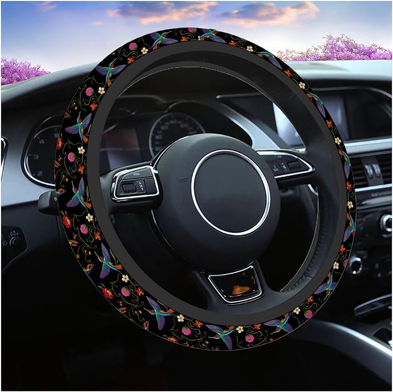 Capa para Volante Swono com Bordado de Beija-flores e Flores em Neoprene 38,1 cm multi-067