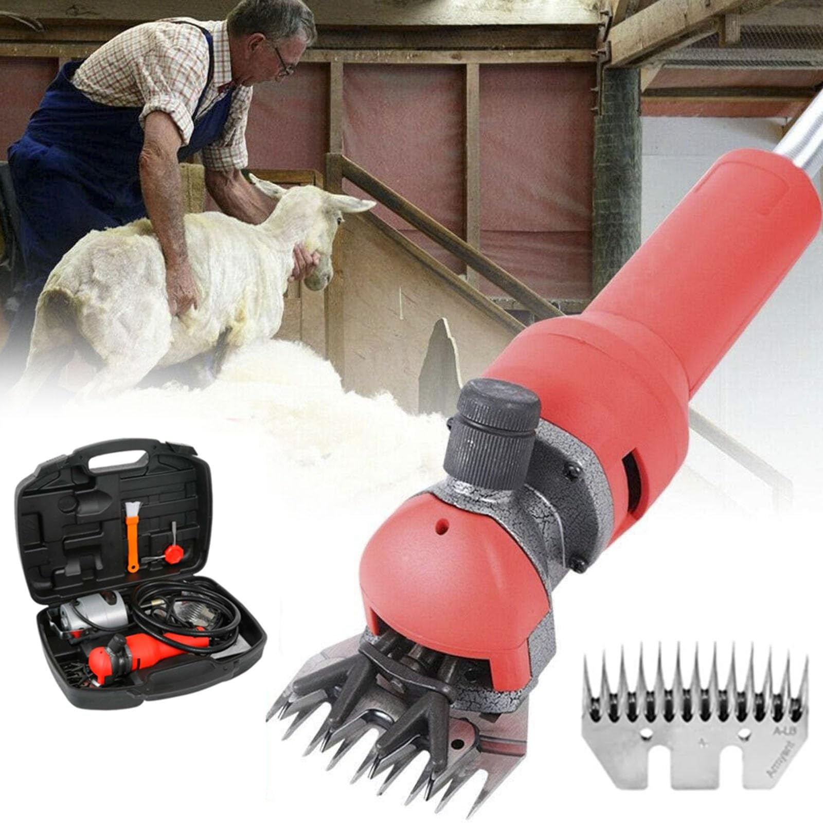 Tosatrice elettrica Professionale, Forbici for la toelettatura del Bestiame da Fattoria for la rasatura della Lana di Pecore, bovini e Animali da Fattoria, Rosse