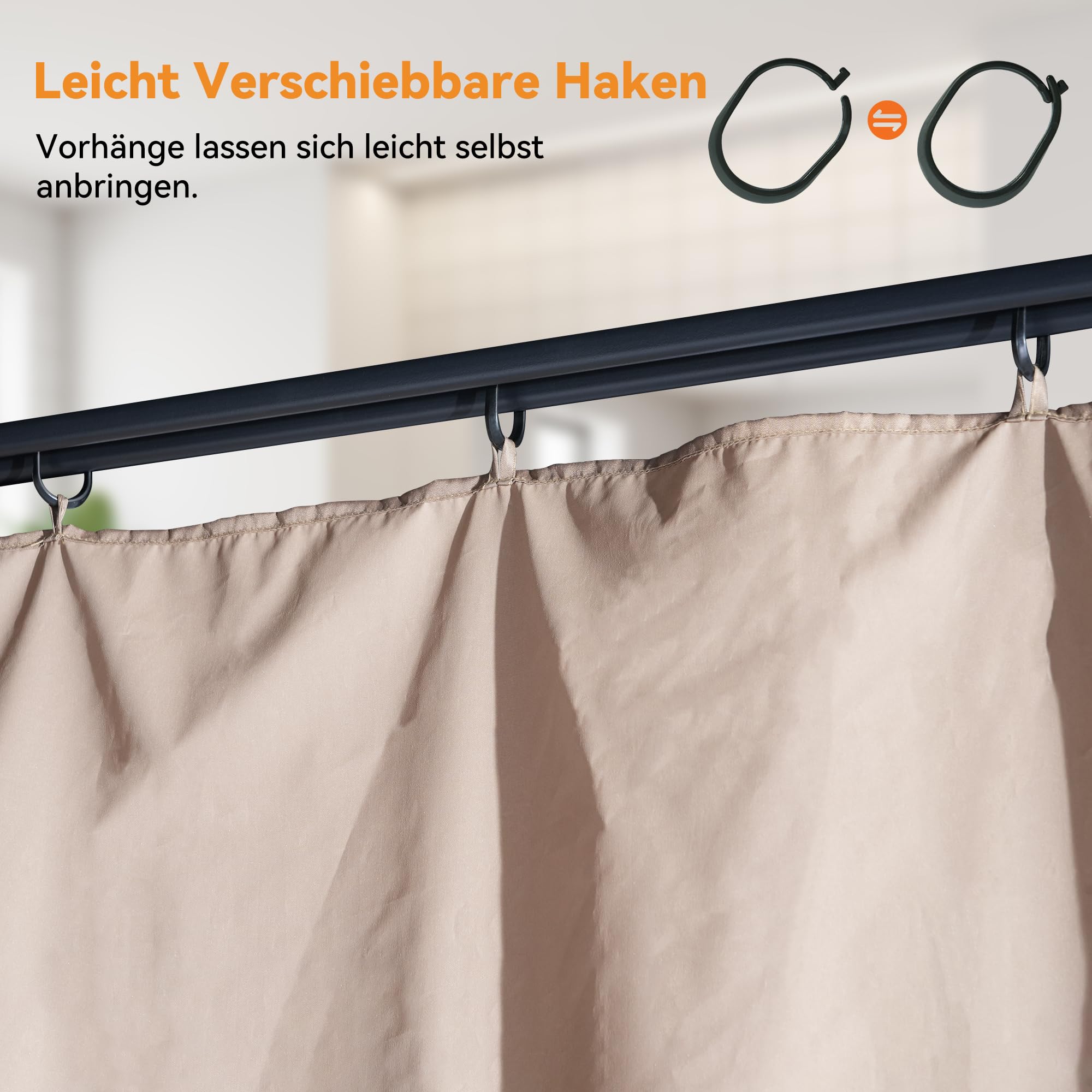 Modern Shade 36 Stück Pavillon Vorhanghaken Haken, Verschiebbare Ringhaken, Ringe an Schienen für Vorhänge Moskitonetz Pavillonvorhänge, Kunststoffhaken für Pavillons Seitenwand Vorhänge (Rund-Haken)