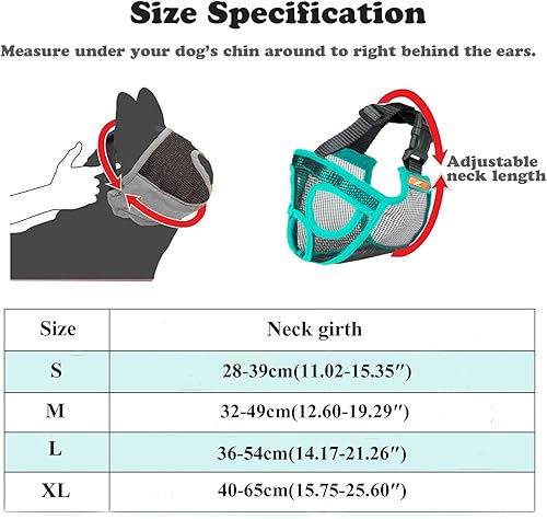 Miniatura 3 de Bozal de malla ajustable para perro con hocico corto para bulldog ajustable, impide morder, ladrar, masticar
