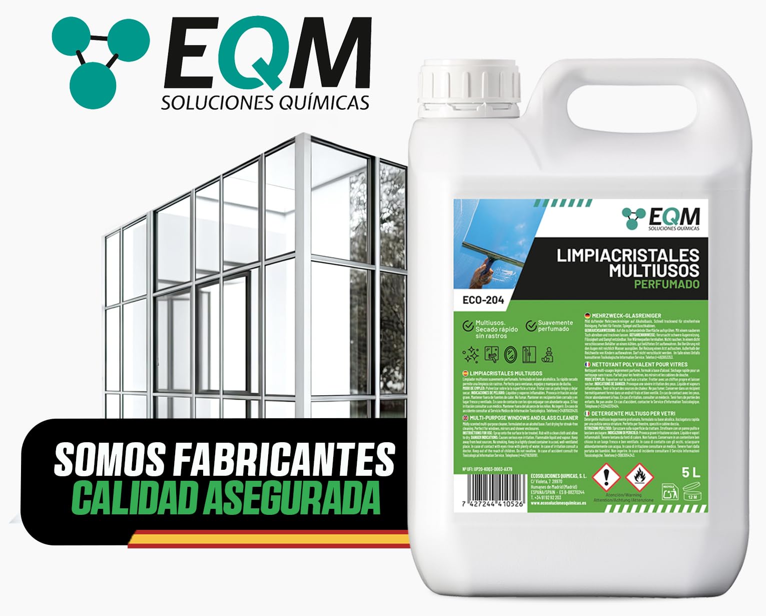 EQM ECO-204 Limpiacristales Multiusos Profesional 5L