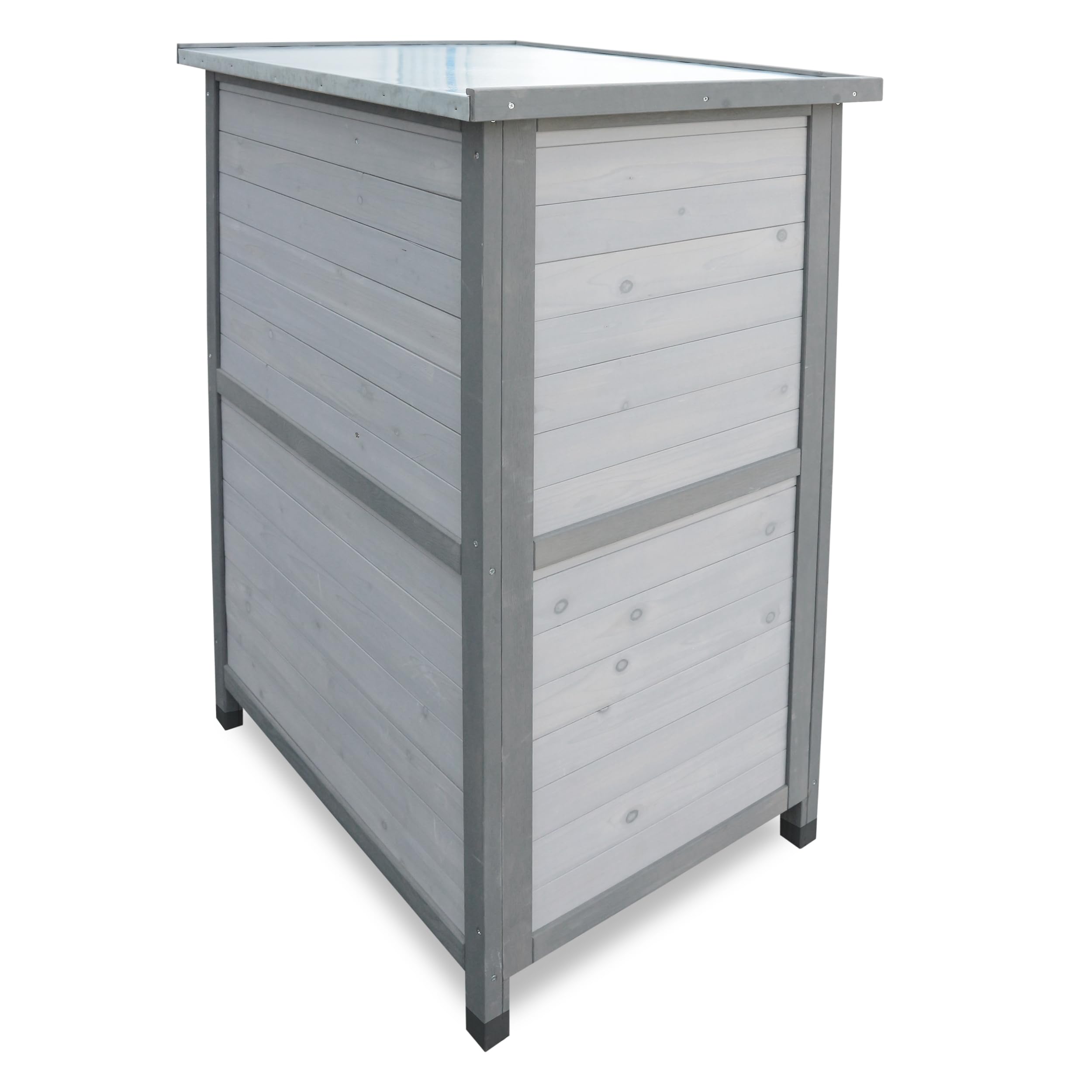 OAFNLWU Gartenschrank Grau 3 Regale - Wetterfester Aufbewahrungsschrank Mit Asphaltdach