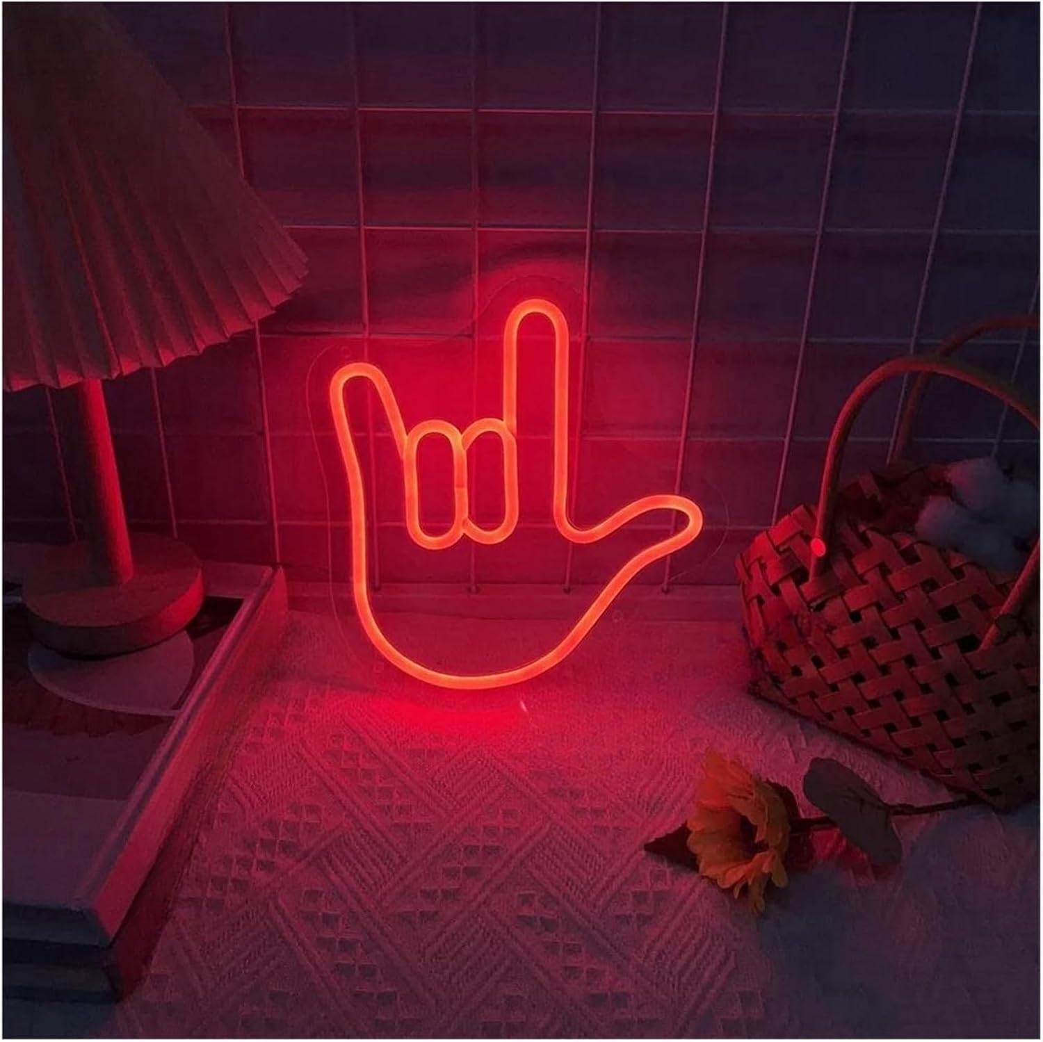 Insegna al per eon con gesti, luci per neon alimentate a mano insegna per scritta "Love", decorazione da parete(40cmx40cm)