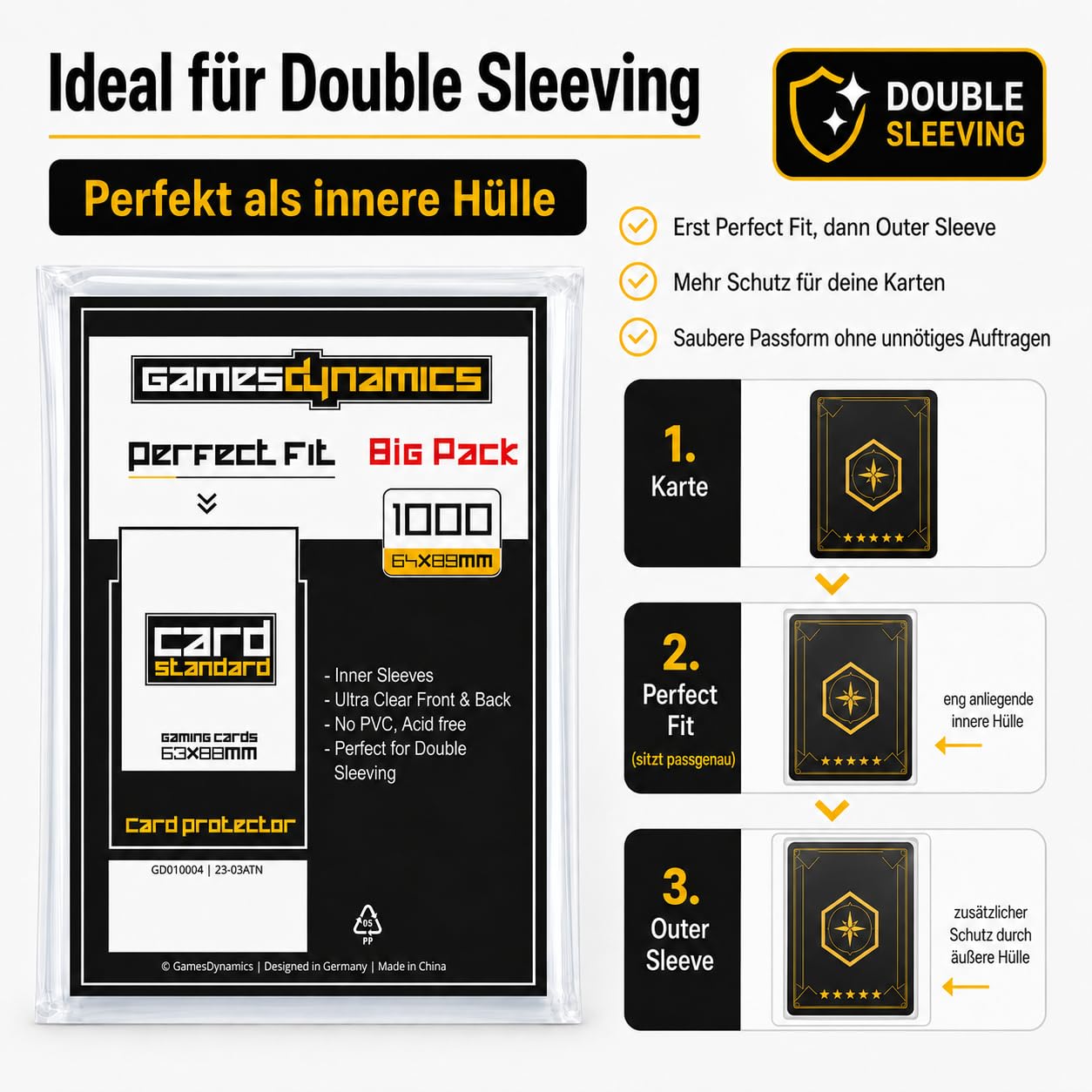 Perfect Fit Sleeves Lot de 100 pochettes transparentes pour cartes de taille standard sans acide sans PVC