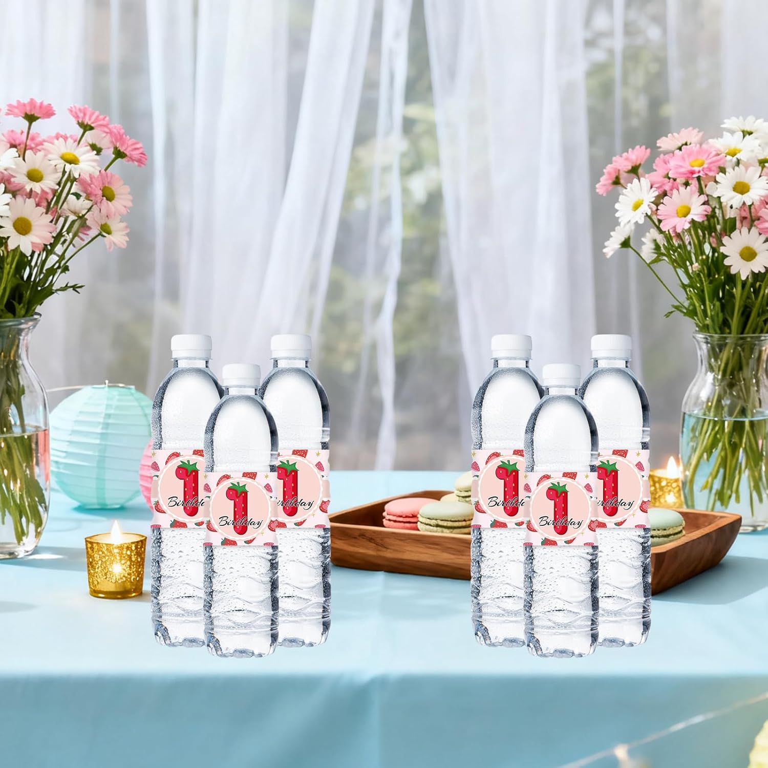 Fruit Strawberry 1st Birthday Water Bottle Labels, Baby Shower Water Bottle Stickers, Sweet Girl First Birthday Party Decorations, Gender Reveal Party Labels Supplies 30 Stickers