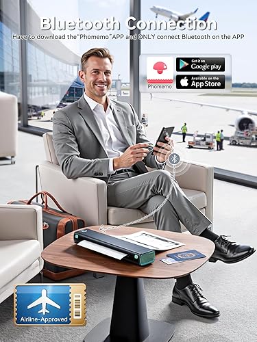 Miniatura 2 de Phomemo Impresoras portátiles inalámbricas para viajes, M08F impresora térmica Bluetooth compatible con papel tamaño carta de EE.UU. de 8.5"x11
