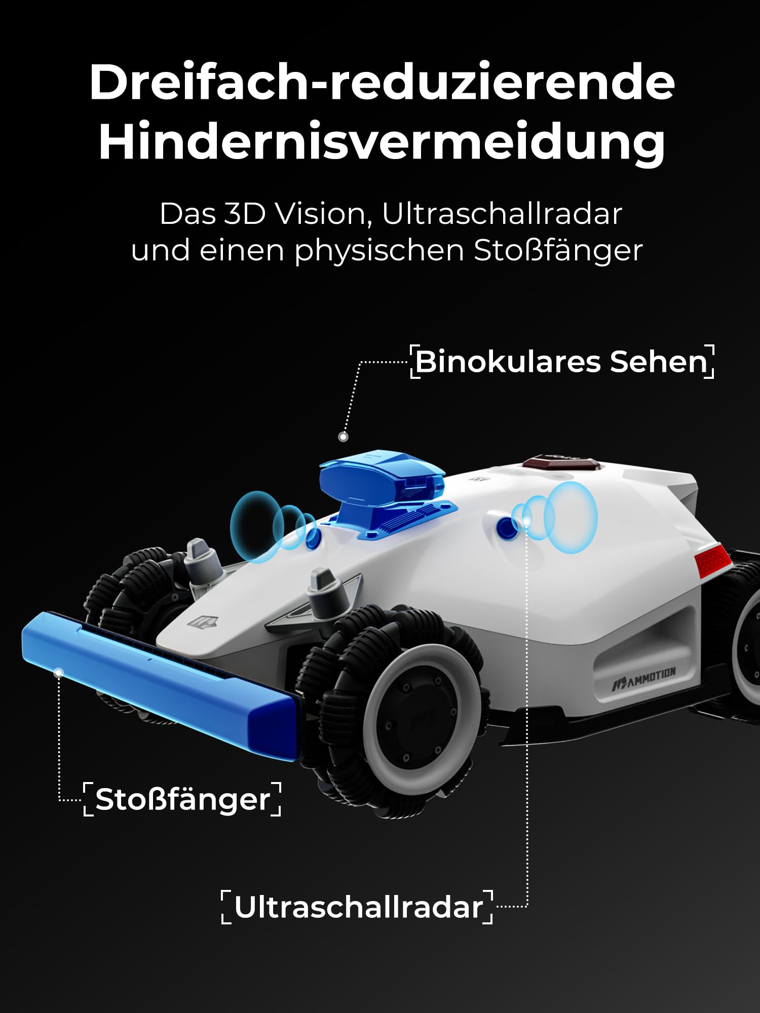Mammotion LUBA 3 AWD Mähroboter, 360° LiDAR+Dual-Kamera mit KI-Steuerung, AWD für bis zu 80% Steigung (3000㎡ Old Version)