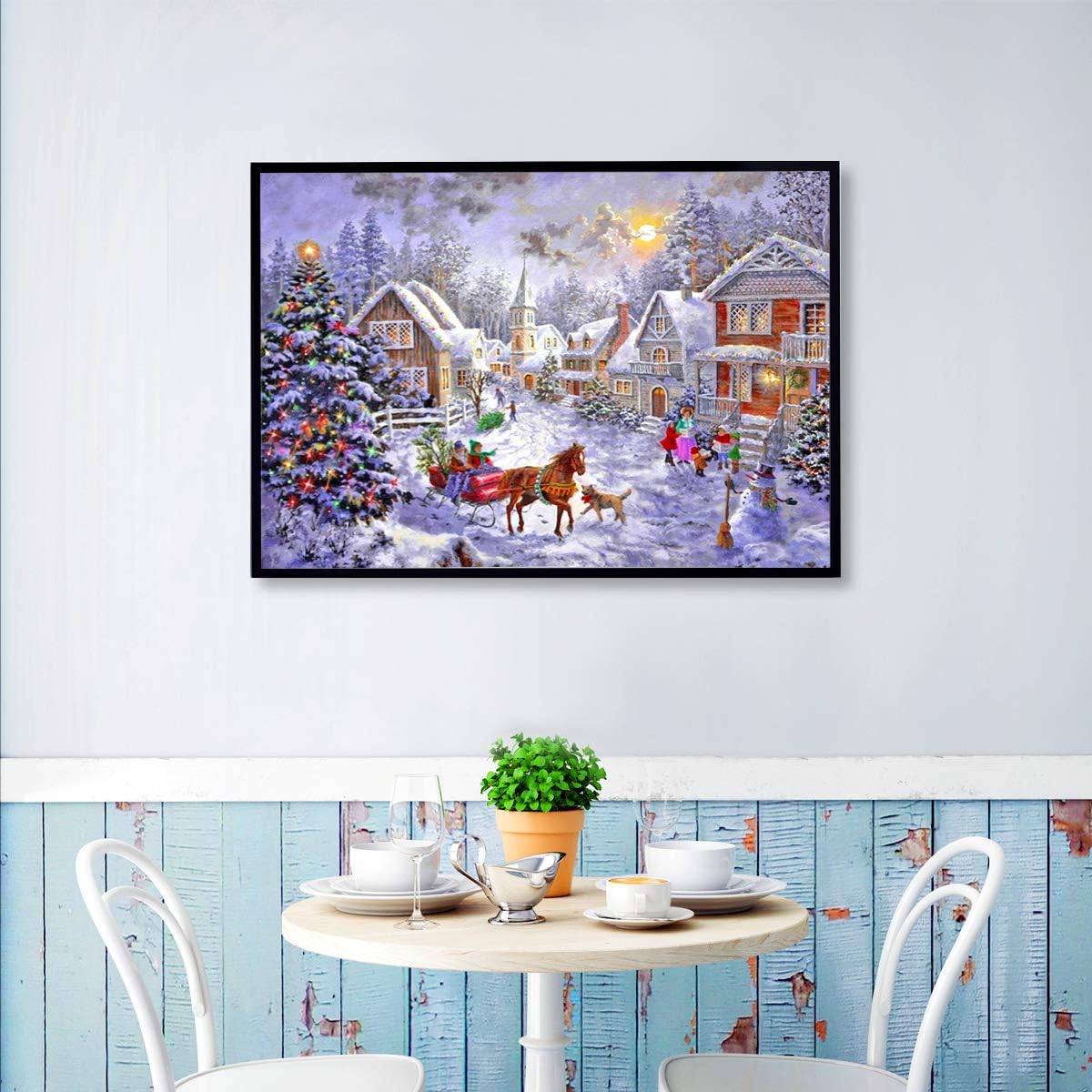 2 Pack 5D DIY Diamond Painting by Number Kits，for Christmas hut(16X12inch) Merry Christmas(16X12inch)