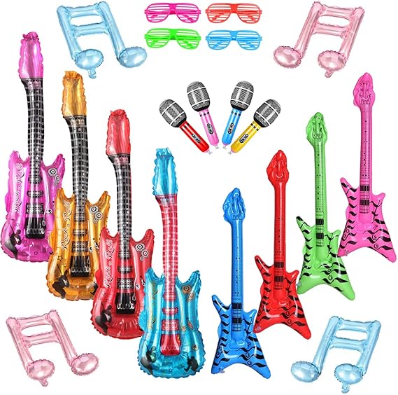 YuChiSX 20 Pcs Inflatable Musical Instruments, Inflatable Rock Star Set