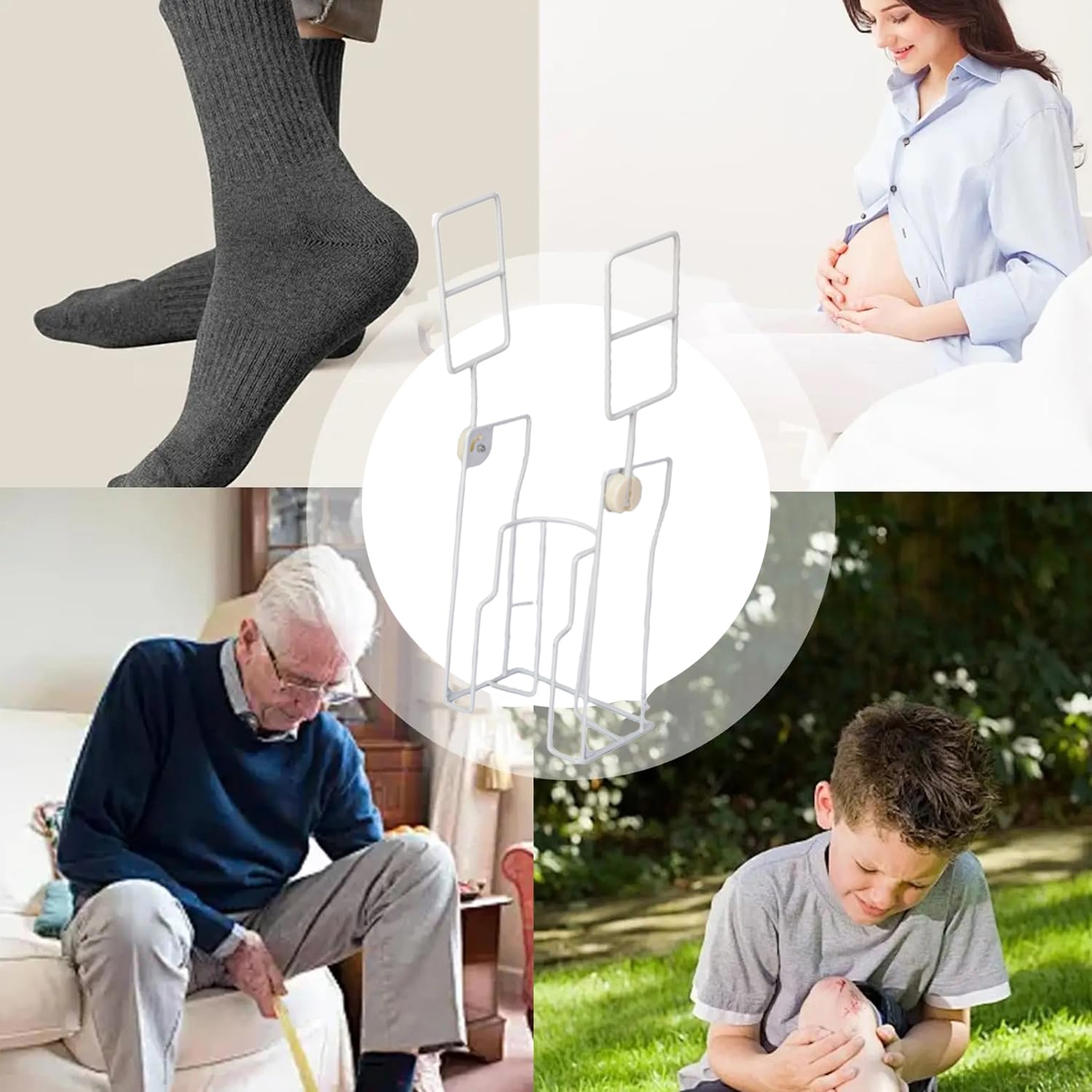Infila Calze Per Anziani,Design Pieghevole Infila Calze,Infila Calze In Acciaio Per Anziani Facile Da Usare - Infila Calze Elastiche Compressive Per Anziani,Con Maniglia Retrattile,Per Anziani